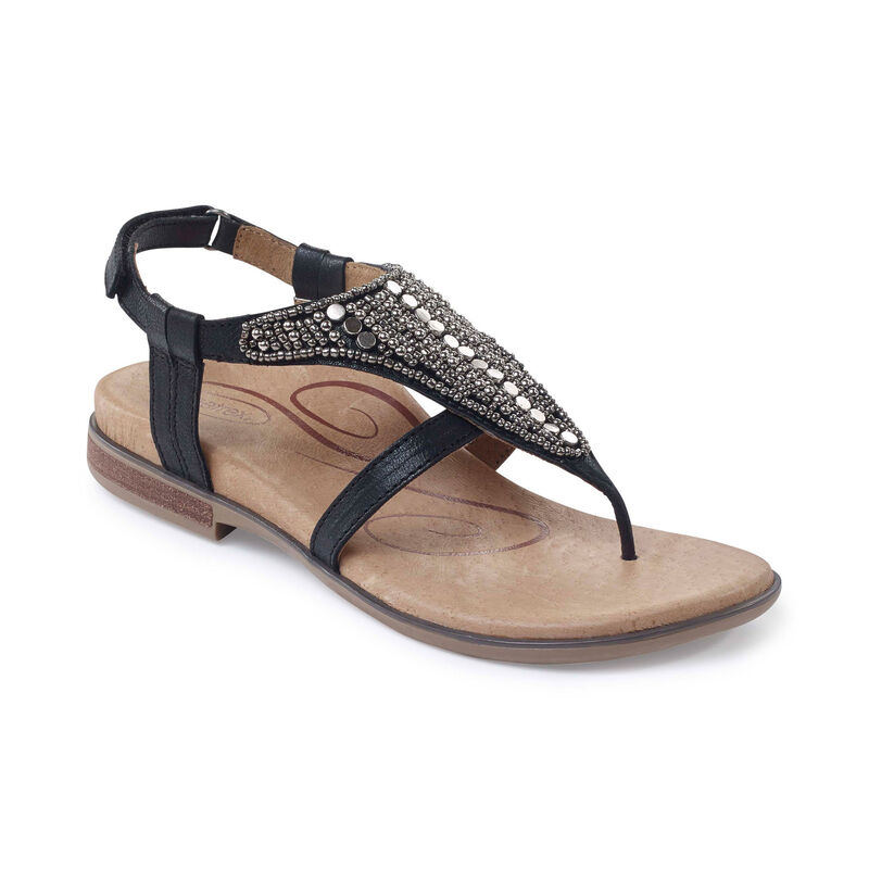 Aetrex Womens Sheila Sandals Black Beige - biPsenw3w